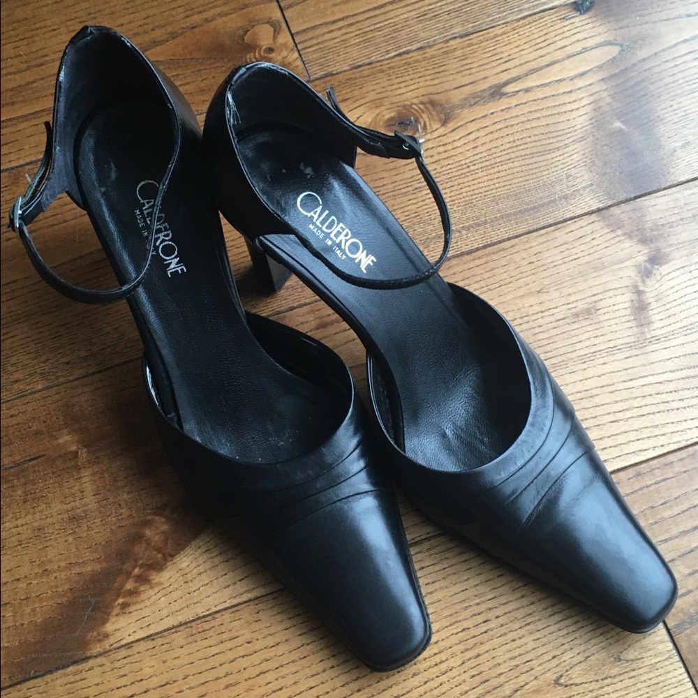 Calderone Black leather heels